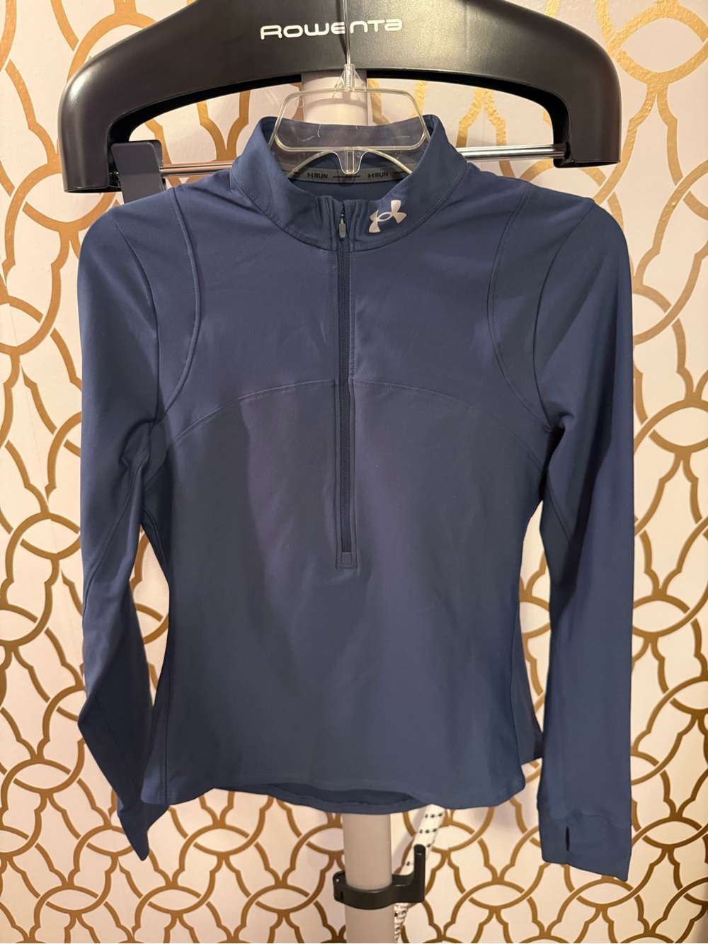 Under Armour Navy Long-Sleeve Half-Zip HeatGear Fitted Top Women’s size small